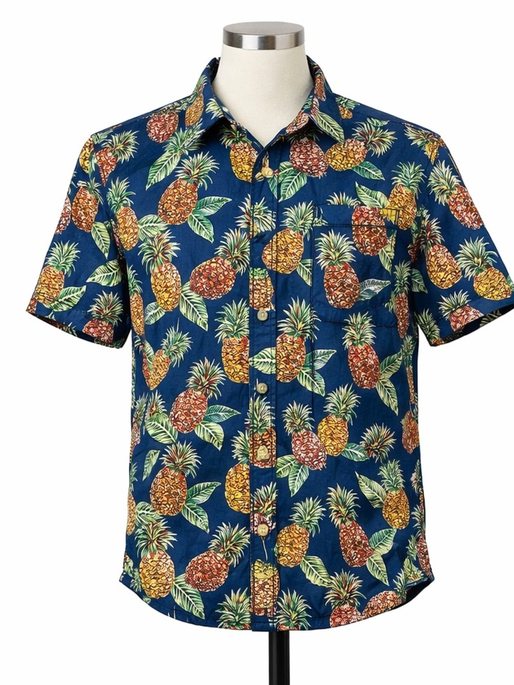 Cooke Street Honolulu Pineapple Hawaiian Aloha Shirt Men’s M Cotton Blue